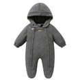 thumbnail image 1 of Toddler Onesie Grey Baby Onesies Long Sleeve Hooded Jumpsuit Romper Warm Clothes for Baby Girl Girls Baby Clothes 0-3 Months, 1 of 2