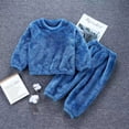 thumbnail image 1 of Toddler Pajamas Kids Flannel Pajamas Blue Fuzzy Pjs Warm Winter Pajamas Boys Size 3-4 Years, 1 of 3