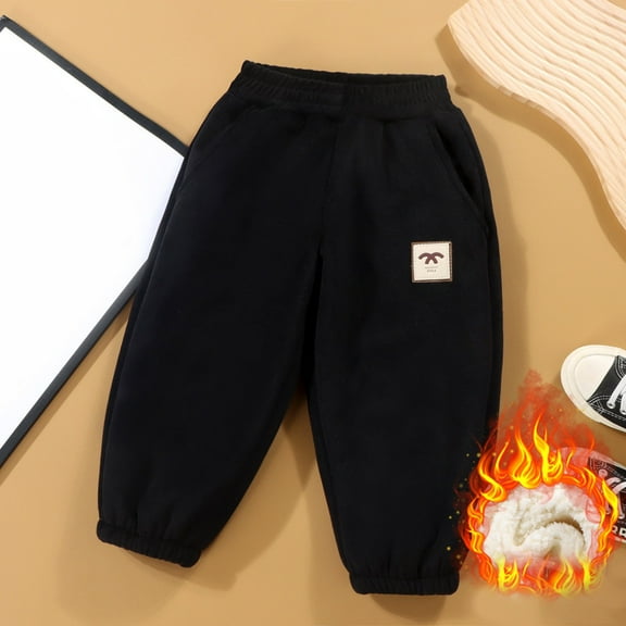 Boy Sweatpants 5T Pants Boys Kids Boys Girls Toddler Pull-On Fleece Sweatpants Toddlers Active Jogger Pants Basic Track Pants for Child Black 12-18 Months