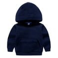 thumbnail image 1 of Toddler Fleece Pullover Hoodies, Kids Boys Girls Long Sleeve Hooded Sweatshirts with Pockets Casual Loose Solid Color Fall Winter Hoodie Tops Sweaters Navy 18-24 Months, 1 of 4