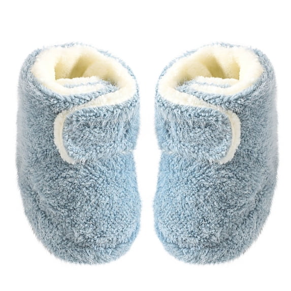 Toddler Fleece Shoes,Baby Booties, Infant Baby Girls Boys Fleece Lined Warm Winter Shoes, Non Slip Slipper Breathable Lightweight Socks Shoes Blue 0-6 Months