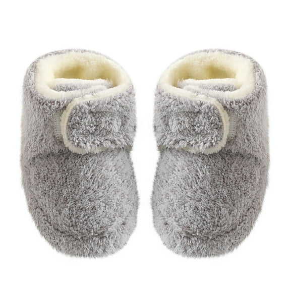Toddler Fleece Shoes,Baby Booties, Infant Baby Girls Boys Fleece Lined Warm Winter Shoes, Non Slip Slipper Breathable Lightweight Socks Shoes Gray 0-6 Months