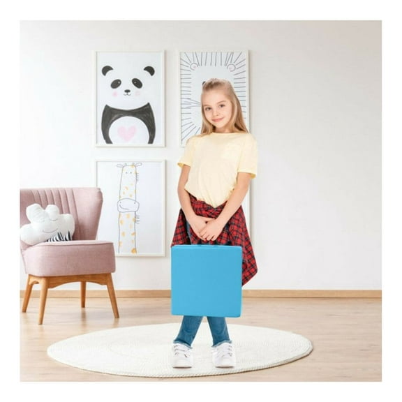 Toddler Floor Cushions 6-Pack, 15 Inch Square Kids Play Cushions with Handles, ASTM Certified, Non-Toxic PU+EPE Foam for Daycare, Preschool, Home & Playroom - Red, Blue, Green, Yellow, Purple