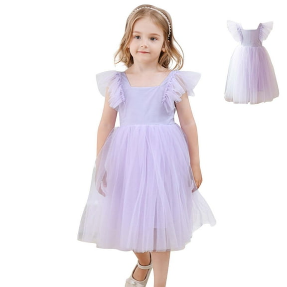 Toddler Flower Girl Dress Light Purple Ruffle Girls Formal Dress Rainbow Tutu Princess Skirt Kids Dress 12-18 M