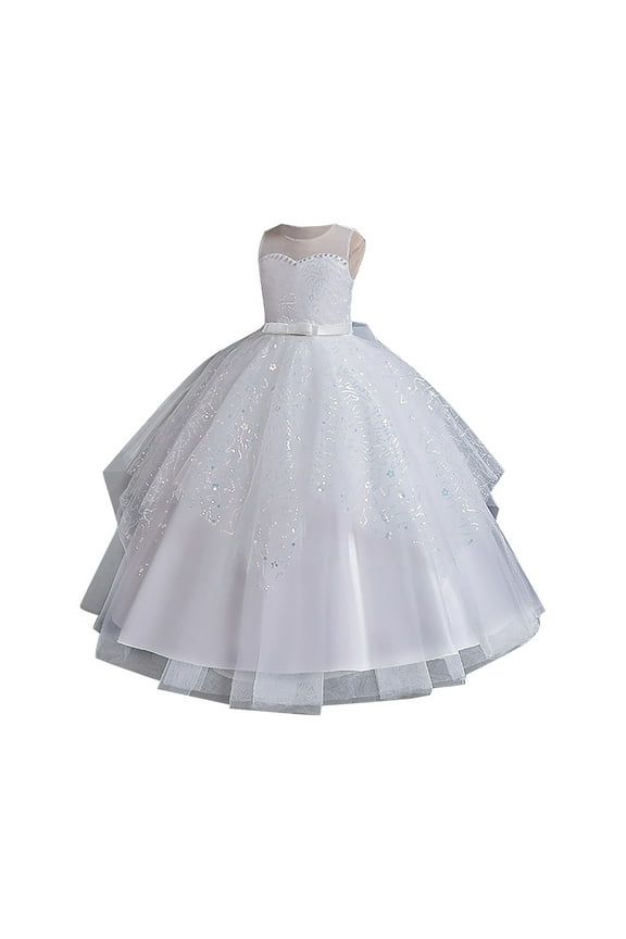 Toddler Flower Girl Dresses Sleeveless Formal Party Dress Embroidered Bridesmaid Birthday Prom Pageant Maxi For Kids Size 3-5T