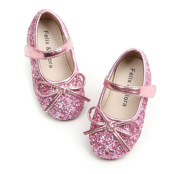 Toddler Flower Girl Glitter Pink Dress Shoes Size 5 - Girl Ballet Flats Wedding Party
