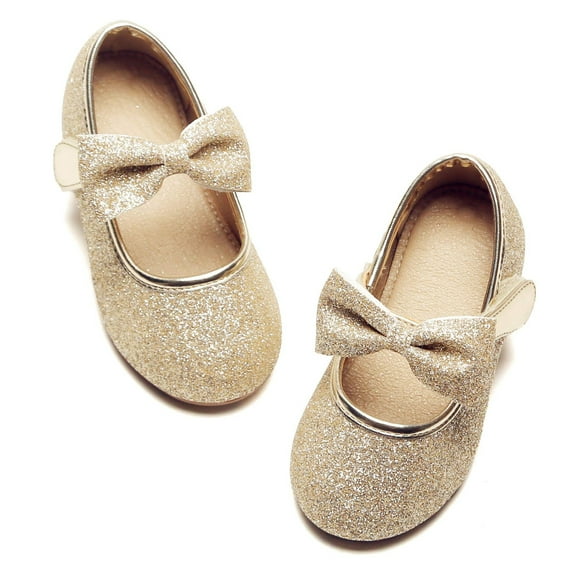 Toddler Flower Girl Gold Dress Shoes Size 10 - Girl Ballet Flats Wedding Party