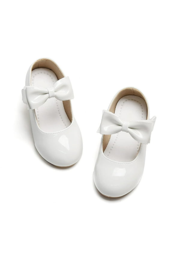 Toddler Flower Girl White Dress Shoes Size 10 - Girl Ballet Flats Wedding Party