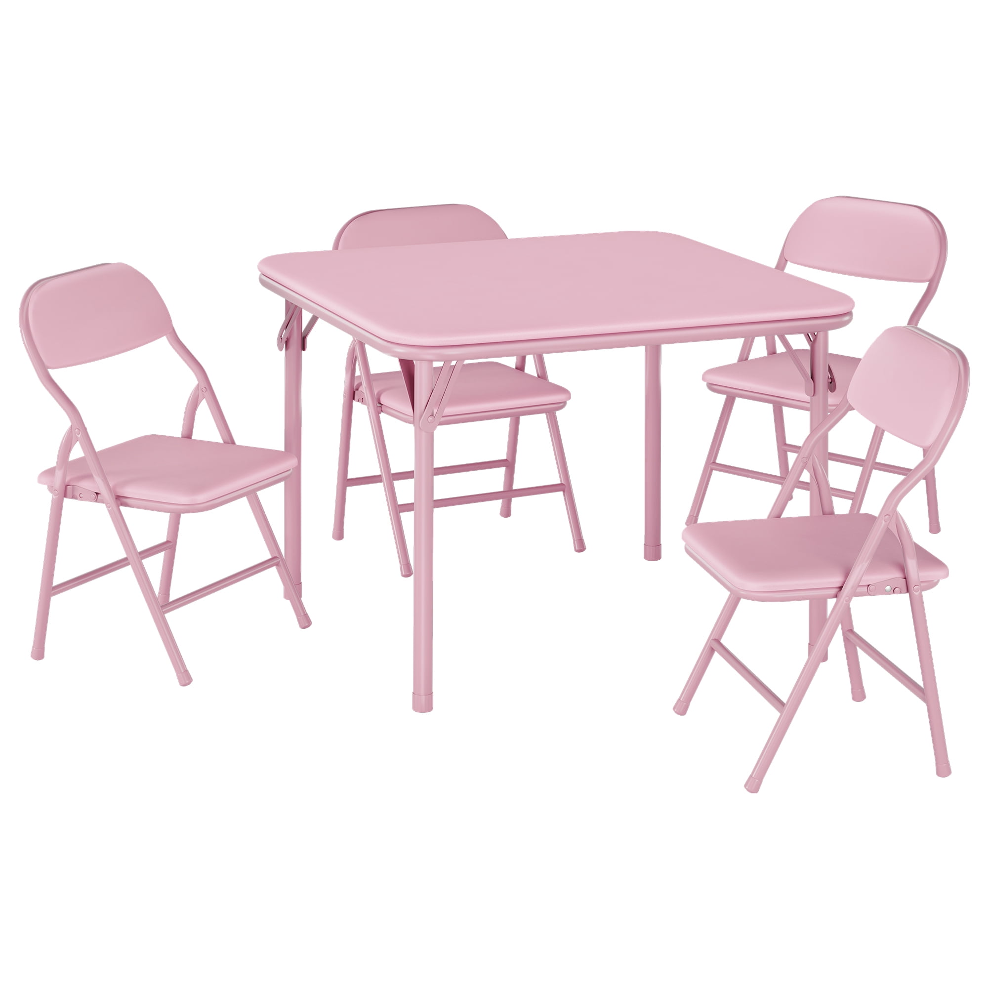 Toddler Folding Table & Chair Set – 3-Piece Kids Activity Table with Cushioned Seats, Waterproof PU Surface, Metal Frame, Foldable & Space-Saving for Home, Playroom, or Daycare