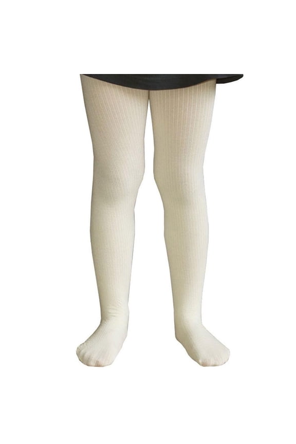 Toddler Footed High Waisted Ribbed Tights Off White