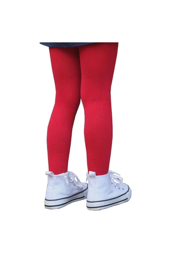 Toddler Footed High Waisted Ribbed Tights Red