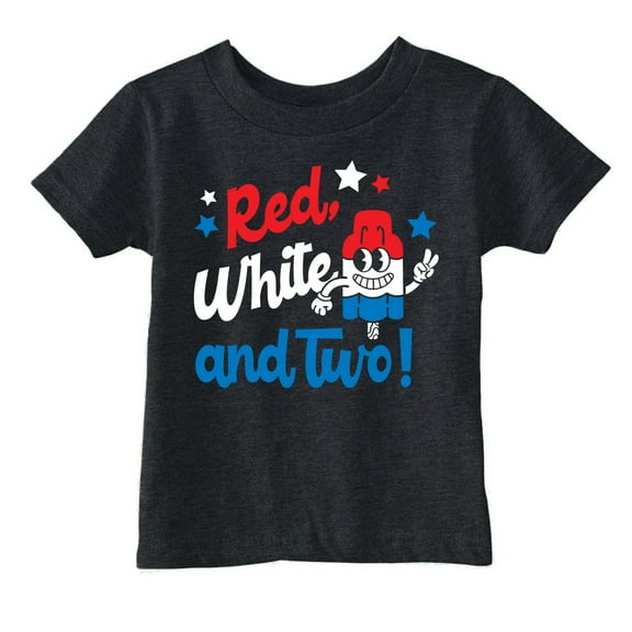 Toddler Funny T Shirt Red White and Two Sarcastic Fourth Of July Graphic Novelty Tee for Young Kids