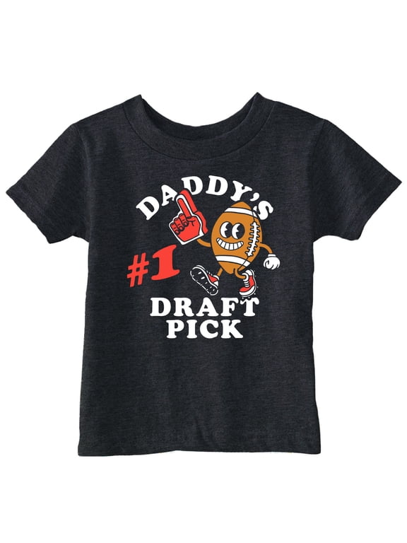 Toddler Funny T Shirts Daddys Number 1 Draft Pick Sarcastic Football Graphic Novelty Tee For Young Kids