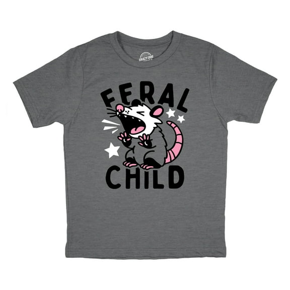 Toddler Funny T Shirts Feral Child Sarcastic Wild Animal Graphic Novelty Tee for Kids