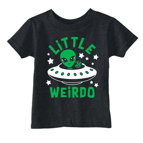 Toddler Funny T Shirts Little Weirdo Sarcastic Alien UFO Graphic Novelty Tee For Young Kids