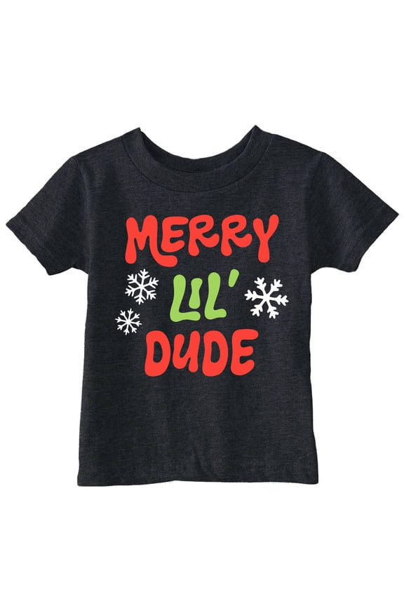 Toddler Funny T Shirts Merry Lil Dude Sarcastic Christmas Graphic Novelty Tee For Young Kids