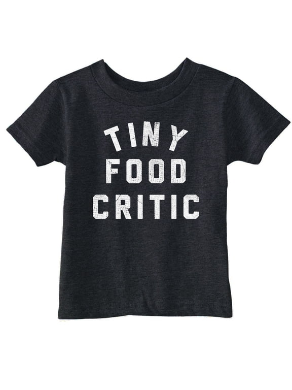 Toddler Funny T Shirts Tiny Food Critic Sarcastic Graphic Novelty Tee for Young Kids