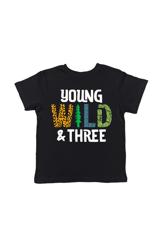 Toddler Funny T Shirts Young Wild And Three Sarcastic Birthday Tee For Young Kids