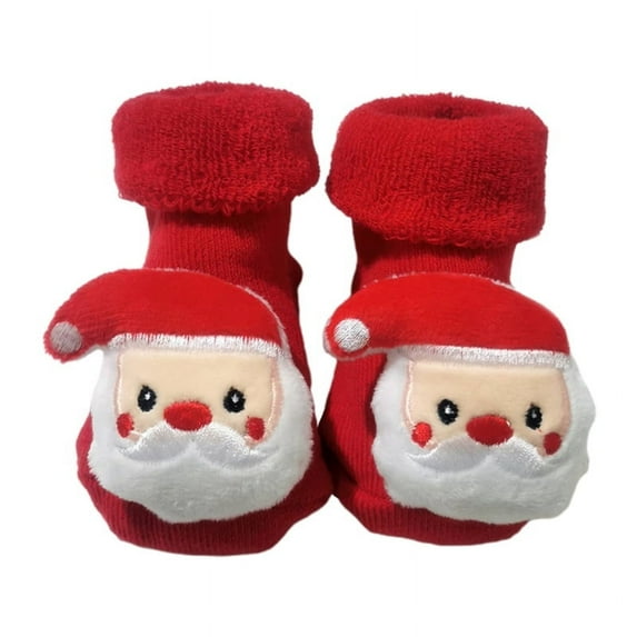 Toddler Fuzzy Socks with Grips Anti Skid Baby Christmas Socks Winter Grip Warm Socks Children Socks Christmas Gift (Santa for Claus)