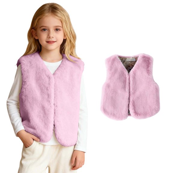Toddler Fuzzy Vest for Girls Purple Vest Kids Warm Winter Clothes Girl Jackets 18-24 Months
