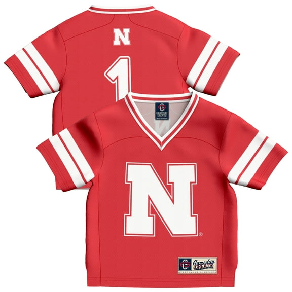 Toddler GameDay Greats #1 Scarlet Nebraska Huskers Lightweight Collegiate Football Fashion Jersey