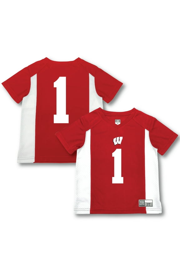 Toddler Garb #1 Red Wisconsin Badgers Football Jersey