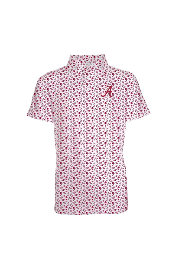 Toddler Garb Cardinal Alabama Crimson Tide Tom Allover Print Performance Polo