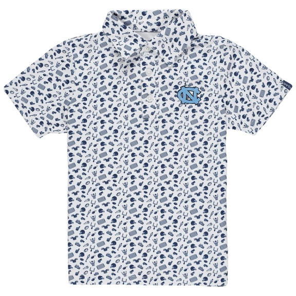 Toddler Garb Navy North Carolina Tar Heels Tom Allover Print Performance Polo
