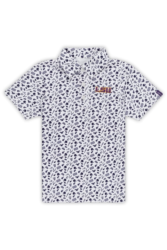 Toddler Garb Purple LSU Tigers Tom Allover Print Performance Polo