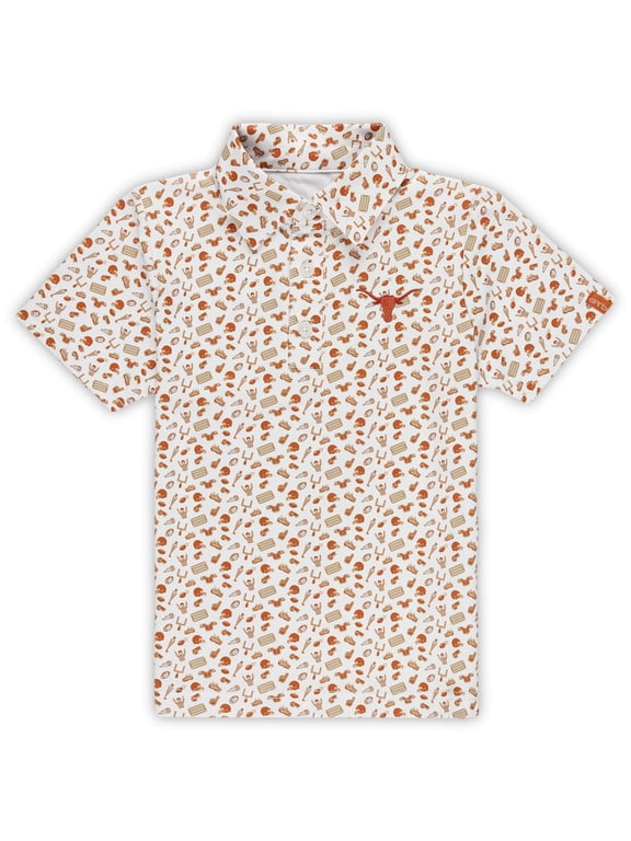 Toddler Garb White Texas Longhorns Tom Allover Print Performance Polo