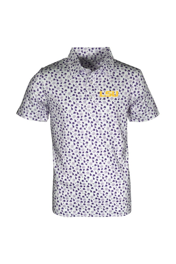 Toddler Garb White LSU Tigers Earnest Allover Print Polo