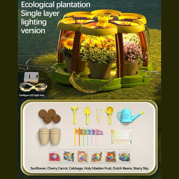 Toddler Gardening Kit with Greenhouse & Irrigation System – Educational Science Toy for Kids, Pretend Play Plant & Fish Pond Set – STEM Learning Gift for Boys & Girls Ages 3+ A