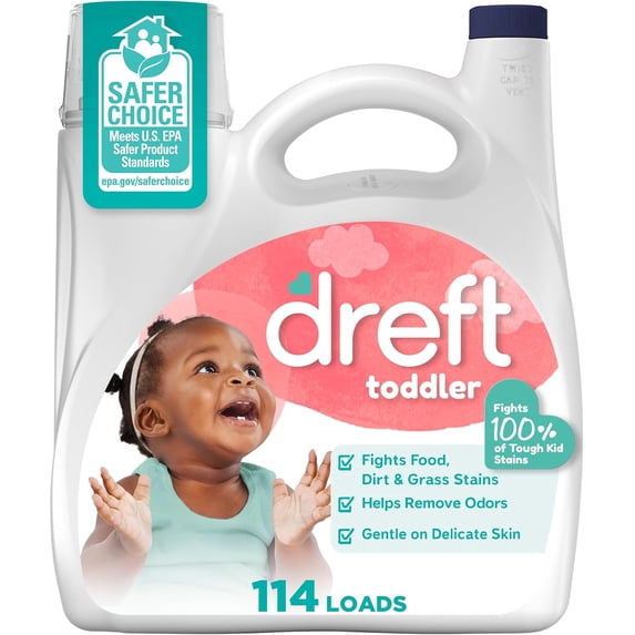Toddler , Gentle on Sensitive Skin Laundry Soap, 150 fl oz, 114 Loads (Packaging May Vary)