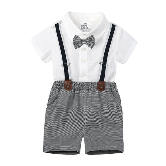 Toddler Gentleman Outfit Set Collared Dress Shirt Suspender Pants Birthday Outfit New Born Clothes Baby Boy 2-3 Years