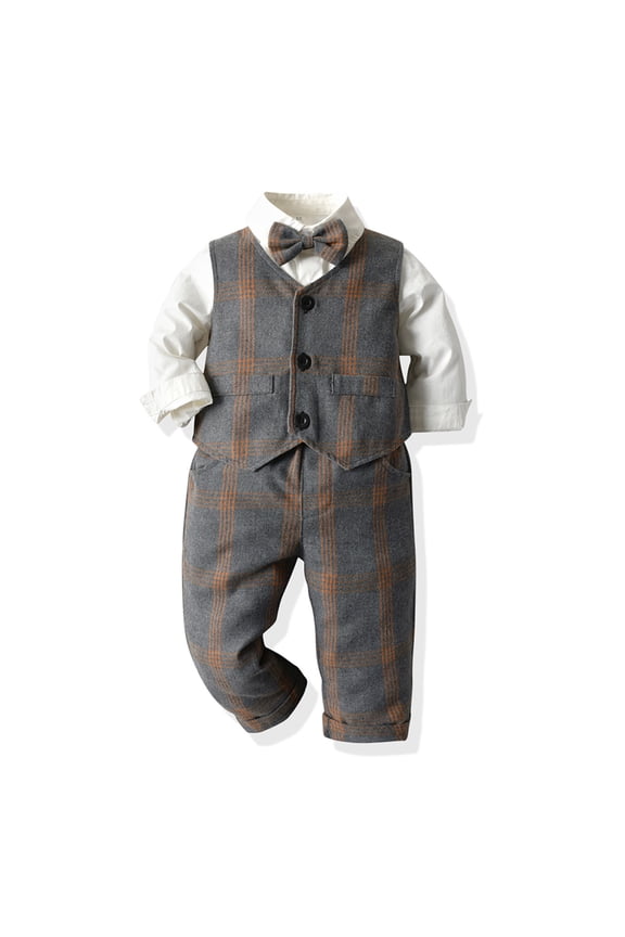 Toddler Gentleman Outfit Set Collared Dress Shirt Vest Pants Easter Outfit Baby Boy Baptism Outfit 3-4 Years