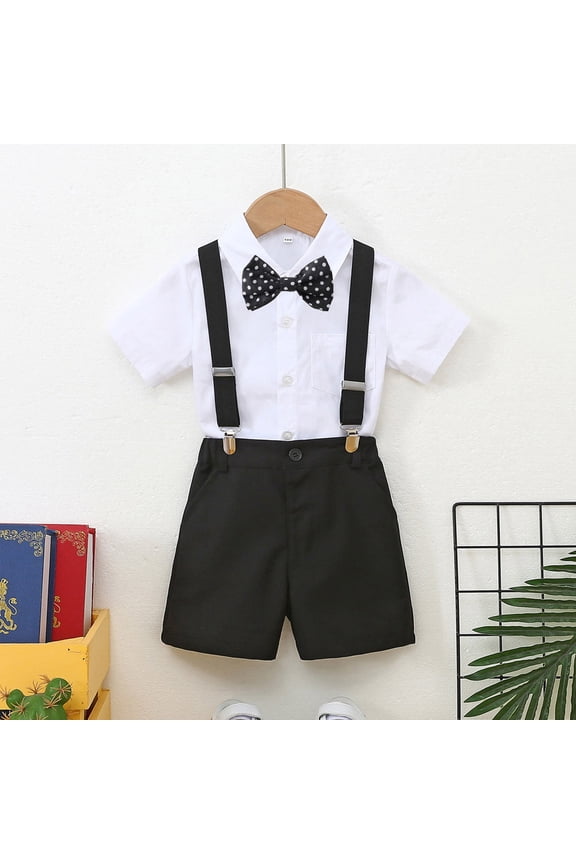 Toddler Gentleman Wedding Outfit Bowtie Dress Shirt Suspenders Pants Baby Boy Easter Outfit Boy Baby Clothes 2-3 Years