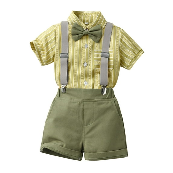Toddler Gentleman Outfit Set Formal Dress Shirt Suspenders Pants Formal Clothes Sets Kids Clothes Boys 18-24 Months