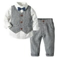 thumbnail image 1 of Toddler Gentleman Suit Baby Little Boy Clothes Sets Bowtie Long Sleeve Shirts and Suspenders Pants Sets 2Pcs Casual Outfit Sets,12 Months-7 Years, 1 of 3