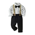 thumbnail image 1 of Toddler Gentleman Suit Baby Little Boy Clothes Sets Bowtie Long Sleeve Shirts and Suspenders Pants Sets 2Pcs Casual Outfit Sets,12 Months-7 Years, 1 of 14