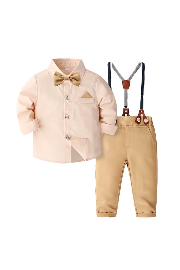 Toddler Gentleman Wedding Outfit Formal Dress Shirt Suspenders Pants Boy Easter Outfit Outfit Boy 2-3 Years