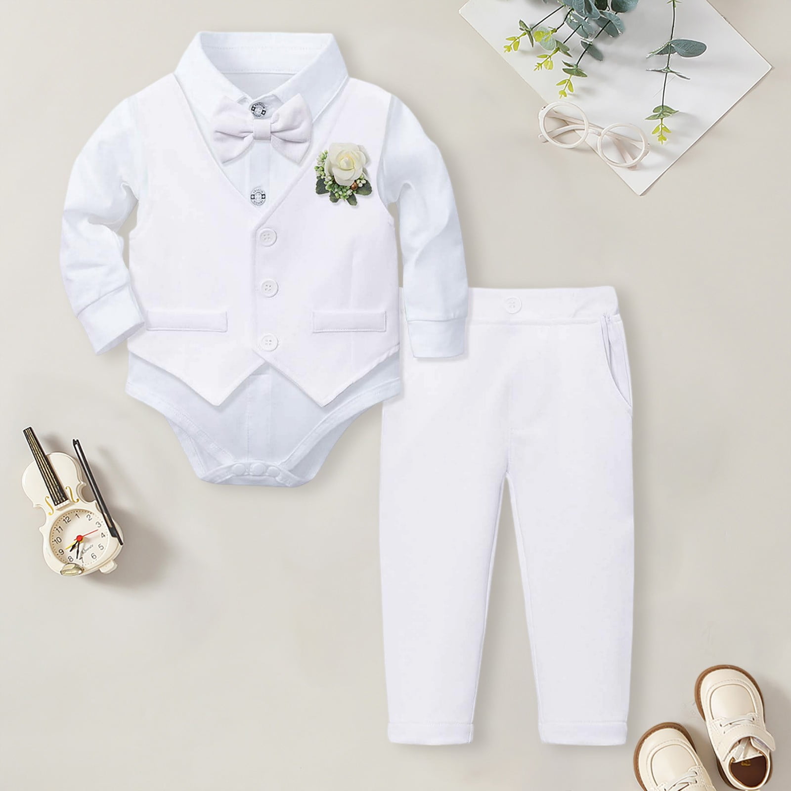 Toddler Gentleman Wedding Outfits Formal Dress Shirt Vest Baptism Outfits For Boys Baby Boy Outfit 2-3 Years