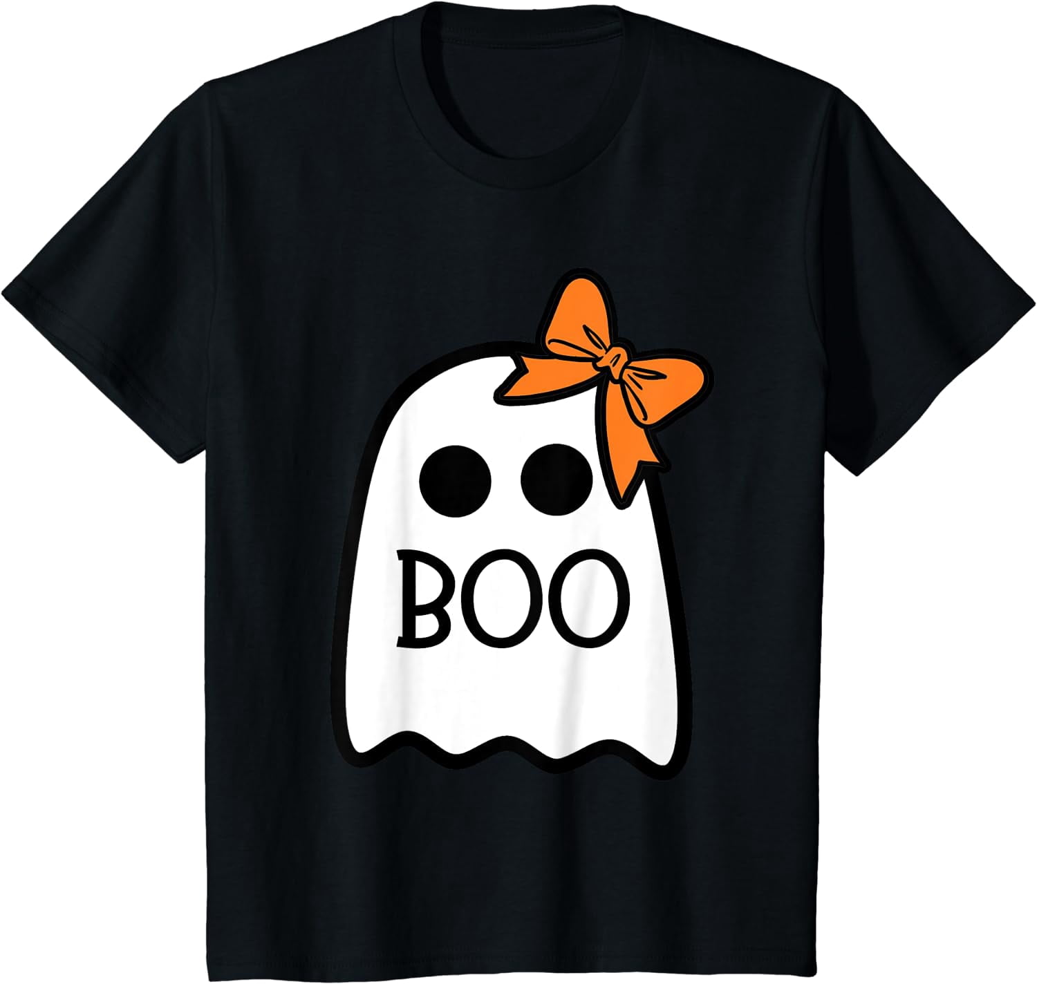 Toddler Ghost with Bow Boo Girls Halloween TShirt Black Tee