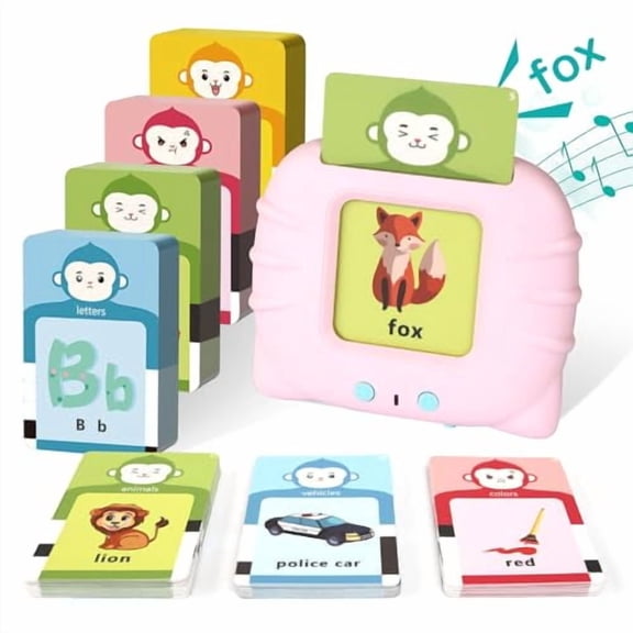 Toddler Gifts Talking Flash Cards for 1 2 3 4 5 Year Old Boys and Girls,Autism Sensory Toys for Autistic Children,Learning Educational Montessori Speech Therapy,296 Pro Words Pink