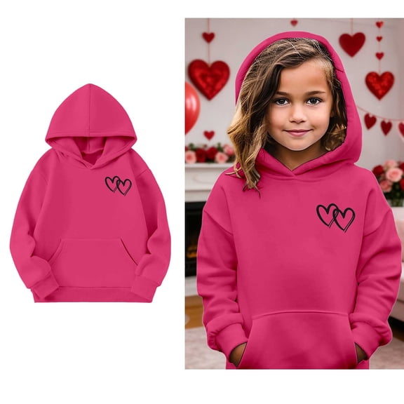 Toddler Gir Hoodie Valentine Sweatshirt Long Sleeve Heart Sweatshirts Crew Neck Sweatshirt Pullover 2-3 Years Boys Clothes