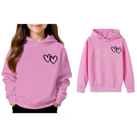 Toddler Gir Hoodie Valentines Day Sweatshirt Long Sleeve Heart Sweatshirts Crewneck Pullover 2-3 Years Boy Clothes