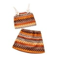 thumbnail image 1 of Toddler Girl 2 Piece Boho Outfit Crochet Cotton Floral Cami Tops Skirt Set Retro Vacation Summer Outfits Size Khaki, 5 Y, 1 of 7
