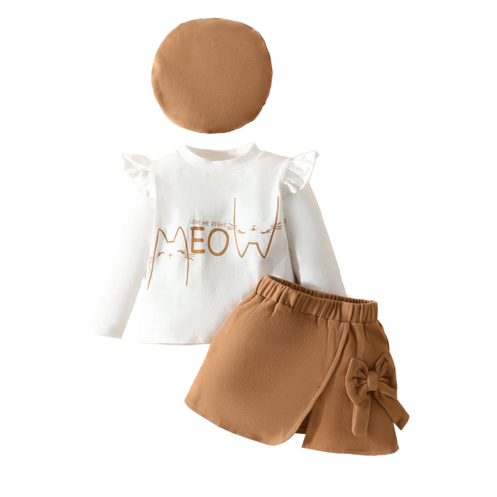 Toddler Girl 2 Piece Skirt Set Spring Winter Long Sleeve Letter Cartoon