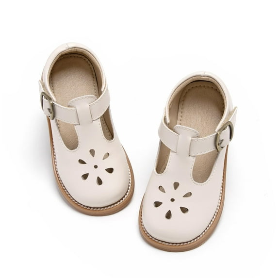 Toddler Girl Beige Mary Jane Dress Shoes Size 10 - Little Girl Oxford Shoes for Easter Flower Girl Party School Shoes