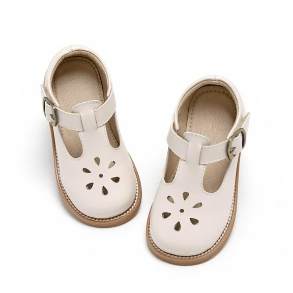 Toddler Girl Beige Mary Jane Dress Shoes Size 13 - Little Girl Oxford Shoes for Easter Flower Girl Party School Shoes