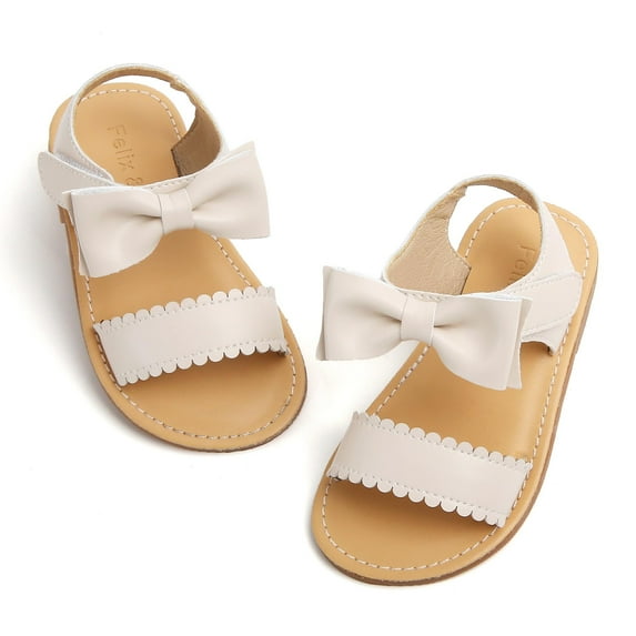 Toddler Girl Beige Sandals Size 12 - Little Girl Summer Dress Shoes Lightweight Open Toe Beach Holiday